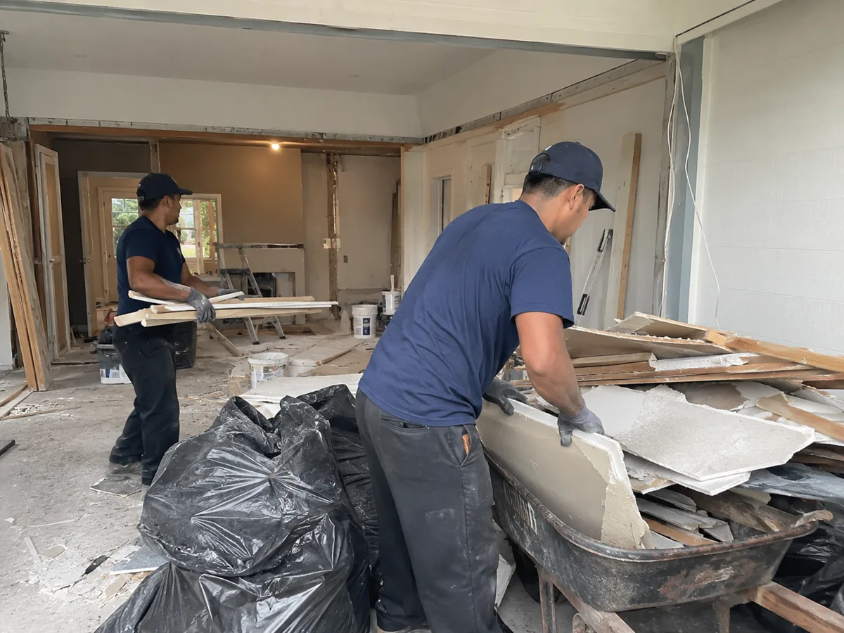Renovation and remodeling debris hauled from an Oakland home
